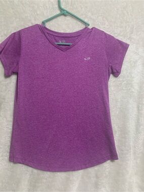 Champion Heather Purple Crew with White Logo Print